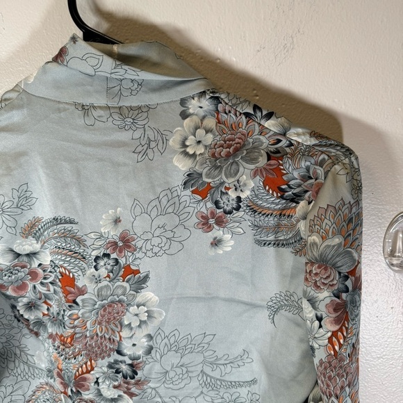 Vintage blouse floral paisley button-down shirt tie neck small Stuart Lang - Picture 9 of 12